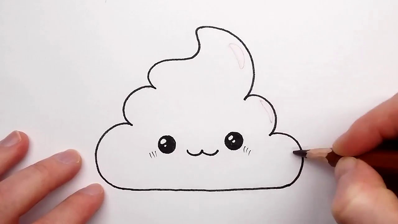 How To Draw A Cute Poop Emoji - Step By Step - Cute And Easy - YouTube