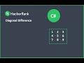 Diagonal Difference in C# HackerRank Problem Solution.