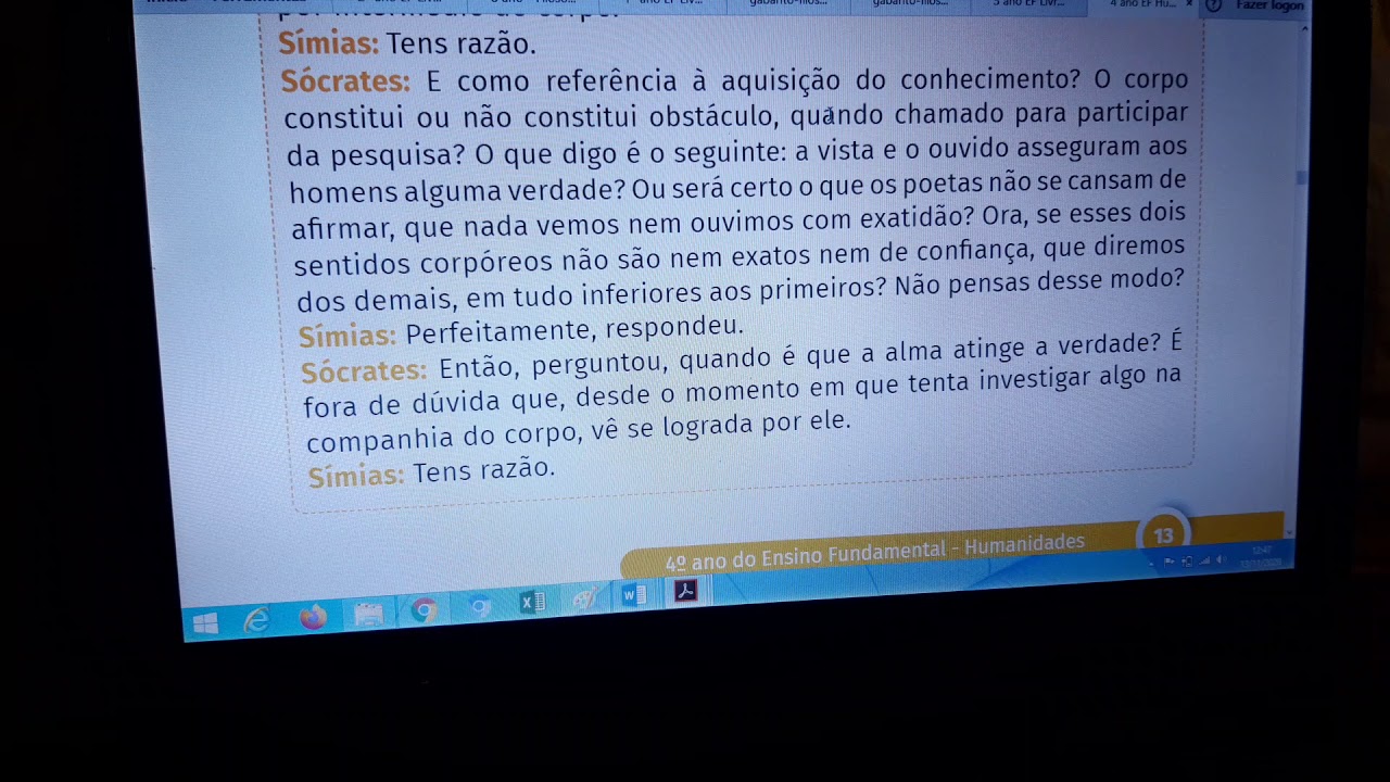 Aula Online - 4° Ano - Humanidades- - Sócrates: Corpo E Alma - Pág 12 A ...