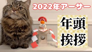 2022年アーサーの年頭挨拶【マンチカンのアーサー】