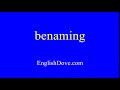 how to pronounce benaming in american english.