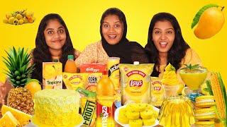 EATING ONLY YELLOW COLOUR FOOD 24 HOURS 💛CHALLENGE | PULLOTHI