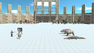 3 VS 3HUMANOID \u0026 HUMANS VS 4 LEGS  UINIT  - Animal Revolt Battle Simulator