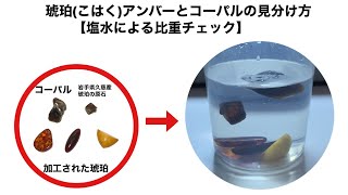 琥珀（こはく）アンバーの見分け方①【塩水による比重チェック】