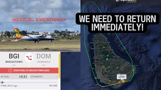 Flight Returns Due To Medical Emergency | InterCaribbean in Barbados BGI