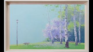 신재흥 21-240 / 자작나무 풍경 (birch trees ) 나이프로 그리기/ oil painting