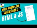 Auto complete search suggestions using HTML & JavaScript | #html #css #js #csstricks #bootstrap