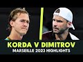 ENTERTAINING Grigor Dimitrov v Sebastian Korda Match Highlights | Marseille 2024