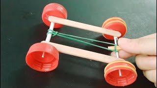DIY IDEAS | How To Make a Mini Rubber Band Car (SIMPLE CAR TOY)