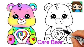 How to Draw a Care Bear 💜💙💚💛🧡❤️ Togetherness Bear