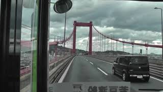 【前面展望】北九州市営バス 若戸渡船代行 戸畑渡場→若松渡場
