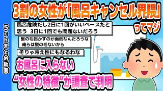 【2chまとめスレ】【🛀】3割の女性が「風呂キャンセル界隈」ってマジお風呂に入らない“女性の特徴”が調査で判明【2ちゃんねる】