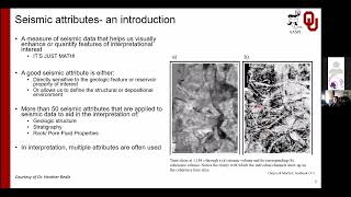 GeoSeminar: Seismic facies characterization using Machine Learning techniques