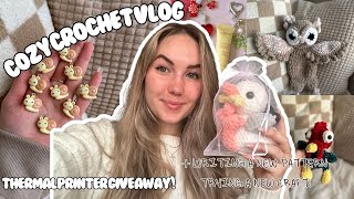 Cozy Crochet Vlog | Jadens Thermal Printer GIVEAWAY!! | New Pattern Reveal | DIY Gifts