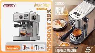 HiBREW 20Bar Semi Automatic Espresso Coffee Machine Temperature Adjustable 58mm Portafilter Cold/Hot