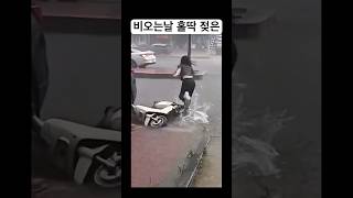 비오는날 홀딱 젖은 오토바이 #재미 #홍수