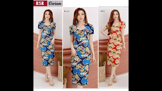 Pretty Batik VIVIAN Dress Batik Modern Wanita Kerah Unik Cutting Pencil - Baju Kantor, Baju Formal