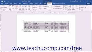 Word 2016 Tutorial Selecting Table Objects Microsoft Training