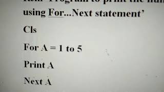 Program using For....Next statement