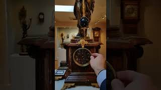 A French Napoleon III sculptural mystery mantel clock with conical pendulum, Farcot, circa 1870.