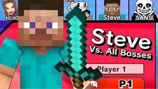 Steve Vs. All Bosses in Super Smash Bros Ultimate + Cutscenes | DLC Update (Minecraft Steve)