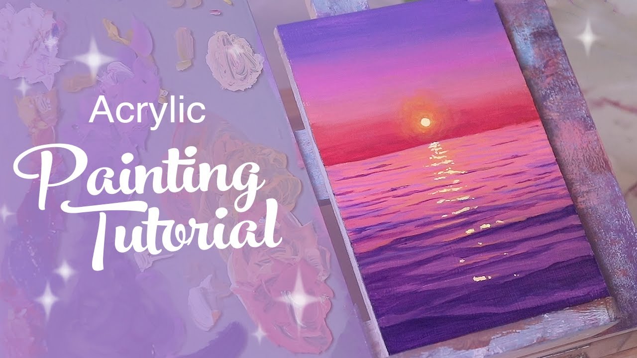 Acrylic Painting Tutorial - Purple Ocean Sunset (beginner To ...