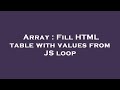 Array : Fill HTML table with values from JS loop