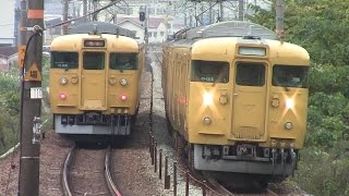 【離合】JR西日本　地域色115系電車同士の離合 (D-02編成 と O-03編成)