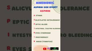 mnemonic of side effect of aspirin #pharmacy #layerofpharmacy#mnemonic#aspirin