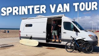DIY Sprinter Van Build with HUGE Indoor Shower & Closet! FULL TOUR of Adam's Tiny Home on Wheels