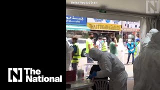 Inside a Covid-19 testing tent in Dubai’s Naif area