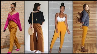 Trendy and classy mustard pants outfits