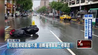 疑雨天視線不良！ 汽車「違規迴轉」撞機車　騎士遭捲入車底