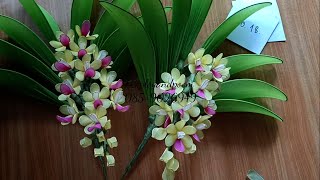 EP:225 กุหลาบเหลืองโคราช ( Aerides houlletiana ) How to make nylon flower by ployandpoom