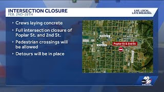 Intersection of Poplar and Second streets closed in Rogers for construction