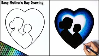 Mother's day drawing easy | How to draw mother's day poster with oil pastels colour step by step
