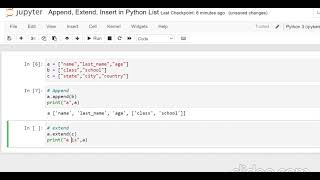 Append, Extend, Insert in Python list