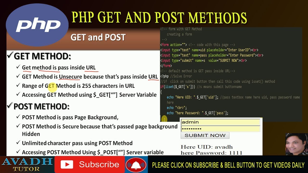 Php Get Post Method | Difference Between Get And Post | How To Pass ...