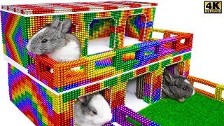 DIY - Build Two Story Mud House For Rabbit From Magnetic Balls ( Satisfying ) | Magnet Satisfying