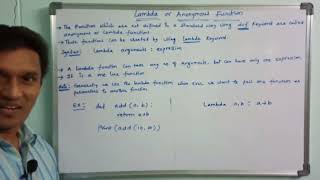 Lambda Function in Python | Anonymous Function in Python | Python Programming | Telugu