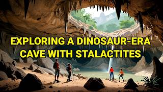 Exploring a dinosaur era cave with stalactites