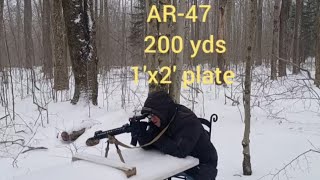 AR-47 shooting 200 yards in snow with 3x magnifier