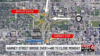 Omaha traffic alert: Harney Street bridge over I-480 closing for construction