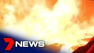 Astonishing video filmed by fire crew trapped in NSW South Coast firestorm | 7NEWS