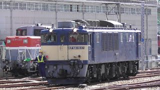 【ロクヨンセン最後の牙城〝稲沢〟】EF64 1037の連結作業の様子と両パンを上げ留置中のEF64 1047・1023号機、たくさんのロクヨンセン、愛知機関区の車窓