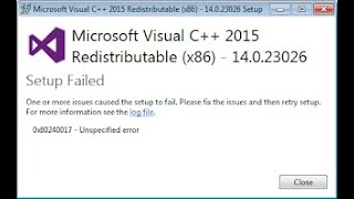 Cara Mengatasi Gagal Install Microsoft Visual C++ 2015 SETUP (FAILED 0xd0240017 error)