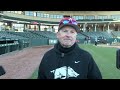 dave van horn speaks to media after the hogs first scrimmage of the spring