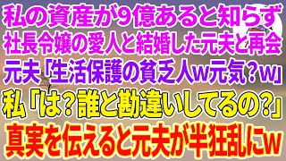 【スカッと総集編】私の資産が9億あると知らず社長令嬢の愛人と再婚した元夫と再会「生活保護の貧乏人じゃんw元気？w」私「は？誰と勘違いしてるの？」真実を伝えると元夫が半狂乱にw