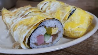 A place famous for egg roll gimbap 4K subtitle Cheonghae Gimbap