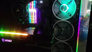 Dynamic O11 XL case with 13 fans (12 RGB fan controlled lights, 4 light strips, H150i pump).